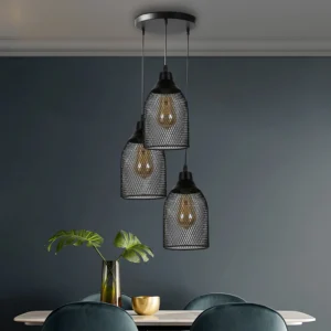 Modern triple pendant chandelier in black (E27 base)