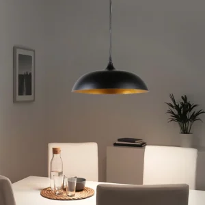 Modern black pendant lamp with gold accents – E27 bulb, 35 cm diameter