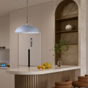 Modern gray and white pendant lamp with E27 socket (one bulb) — 35 cm diameter