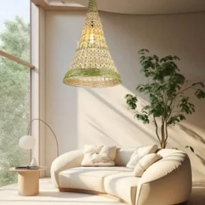 مصباح معلق من القش بمقبس E27 وقطر 35 سم