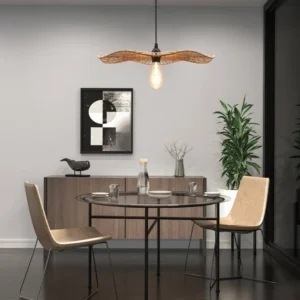 تعليقة خيزران بمقبس E27 لمبة واحدة — قطر 350 مم