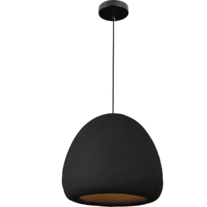Modern black chandelier, two meters long, with one E27 bulb.