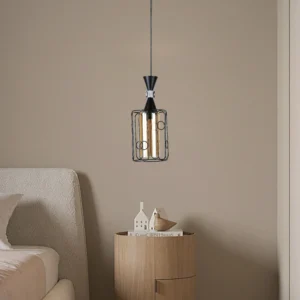 Modern single chandelier in black, E27 bulb