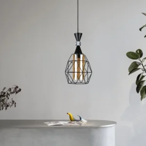 Modern black chandelier with one bulb (E27)