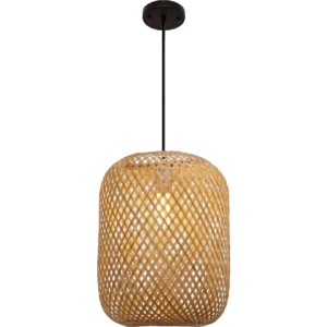 مصباح معلق من الخيزران بمقبس E27 — لمبة واحدة، قطر 380 مم