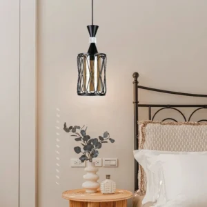 Modern black chandelier with a single E27 bulb socket