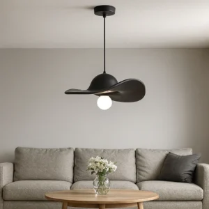 Modern black chandelier with one E27 bulb — 40 cm diameter