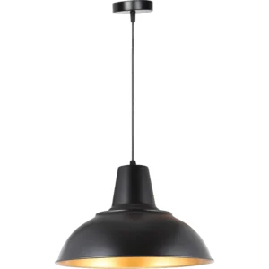 Modern black and gold pendant light, single E27 bulb — 400 mm
