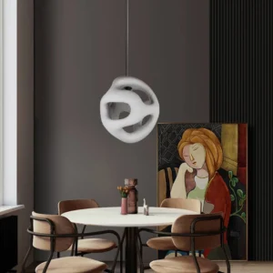 Modern gray pendant chandelier with E27 socket and one bulb