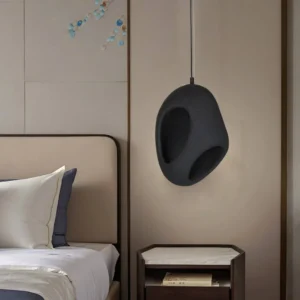 Modern black pendant light with E27 socket, single bulb