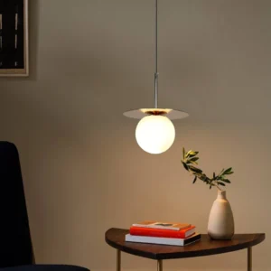 Modern single gold pendant lamp with E27 socket (one bulb)