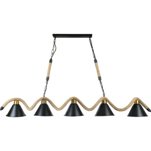 قاعدة تعليق بحبل بطربوش مدوّر ستيل أسود - E27 ×5