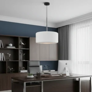 Modern gray pendant chandelier with an E27 socket for one, 50 cm diameter