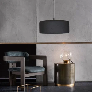 Modern black hanging chandelier, one E27 bulb — 50 cm diameter
