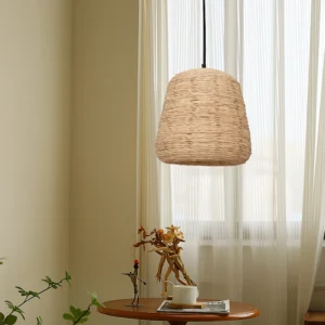 مصباح معلق من خيزران بمقبس E27 (لمبة واحدة) — طول 50 سم