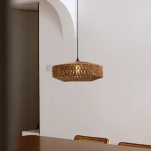 ثريا معلقة من الخيزران بمقبس E27 لمبة واحدة، قطر 500 مم