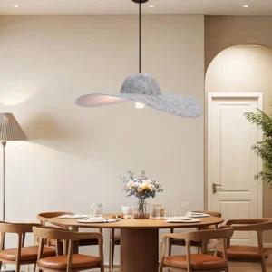 Modern silver pendant chandelier with E27 socket, single bulb — 500 mm diameter