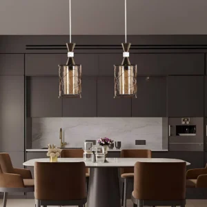 Modern single gold pendant light, one E27 bulb