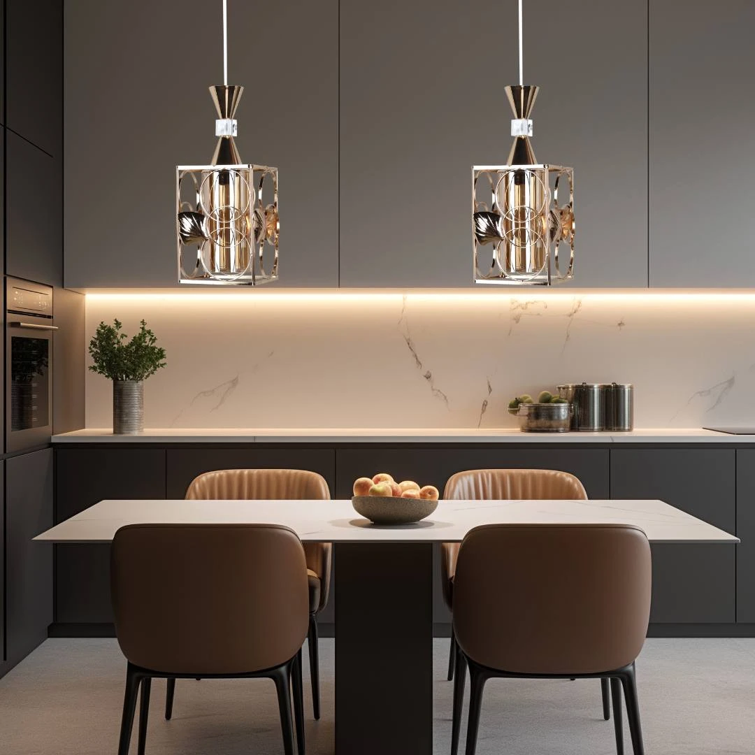 Modern single pendant light, gold (E27)