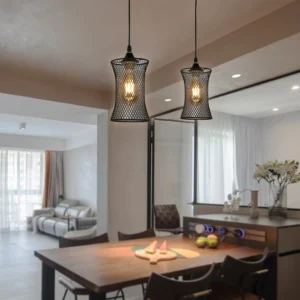 Modern single pendant lamp, black, with E27 base