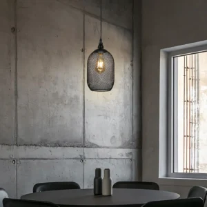 Modern single pendant lamp, black (E27 base)