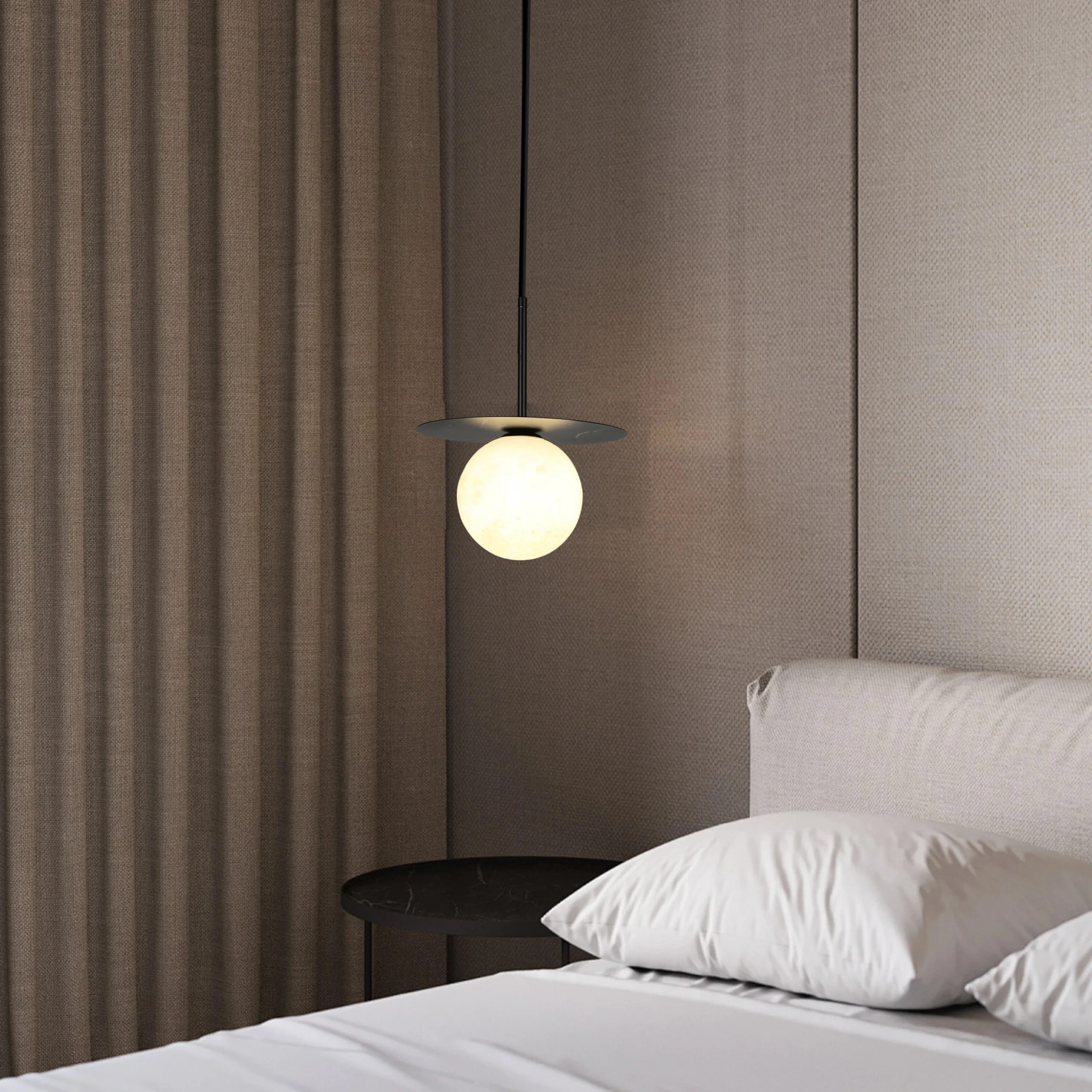 Modern single pendant light in black with E27 base (one bulb)