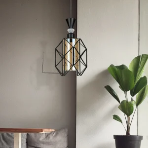 Modern single pendant lamp, black (E27 base)