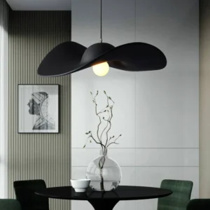 Modern black chandelier with one E27 bulb — 60 cm diameter