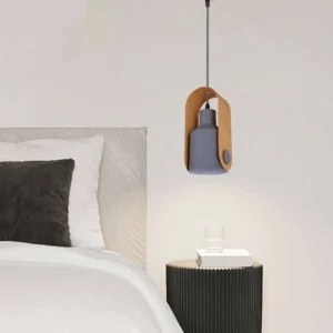 Modern gray pendant lamp with E27 socket and one bulb