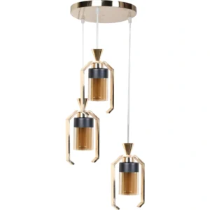 Modern gold pendant light for three E27 bulbs