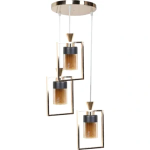 Modern gold pendant chandelier with three E27 bulbs