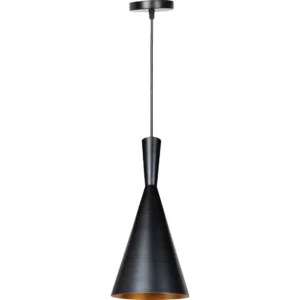 Modern black and gold pendant light with E27 bulb base (one bulb)