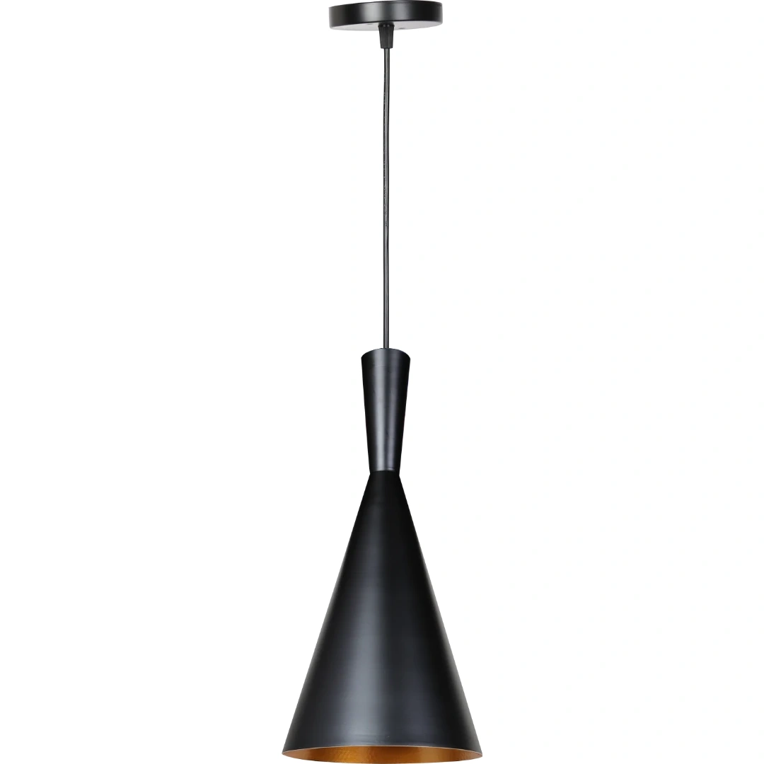 Modern black and gold pendant light with E27 bulb base (one bulb)