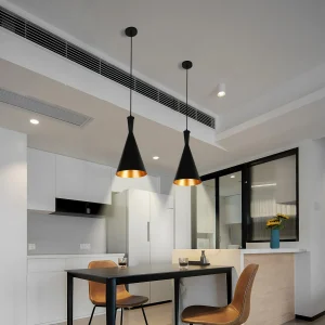 Modern black and gold pendant light holder for E27 bulb (single)