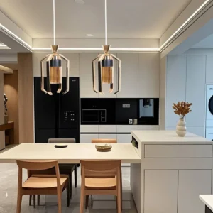 مصباح معلق مودرن ذهبي — لمبة E27 واحدة