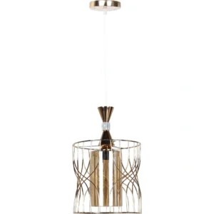 Modern gold pendant light with E27 socket, single bulb