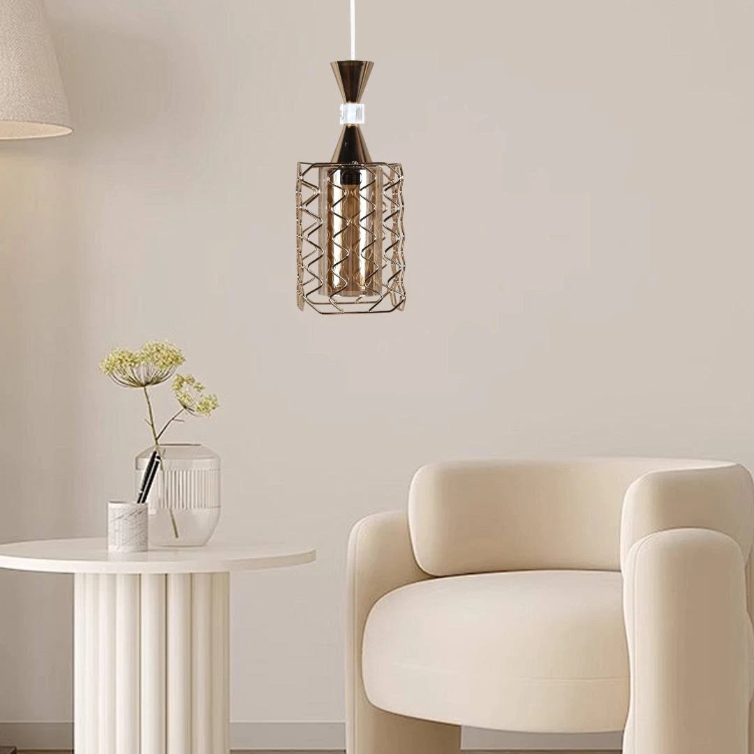 Modern gold light holder for E27 socket (one bulb)