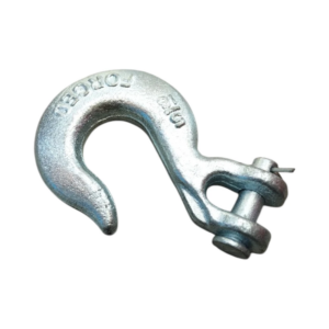 خطاف رفع مطروق فئة G70، مقاس 5/16 بوصة مع دبوس أمان، فولاذ مطلي بالزنك