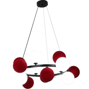 نجفة مودرن أحمر وأبيض بمصابيح G9 (9 رؤوس)