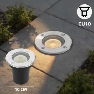 كشاف أرضي غاطس بقاعدة GU10 — مقاس دفن 10 سم