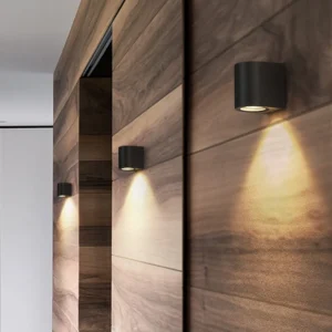 كشاف بوابة أسطواني مفرد أسود بمقبس لمبة GU10