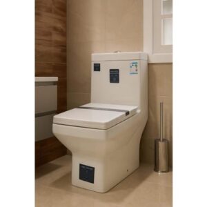 كرسي حمام أرضي أفرنجي HALVER بغطاء أكريليك — أبيض