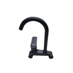 JMS خلاط مطبخ أسود لمغسلة — فوهة عالية منحنية وتصميم عصري