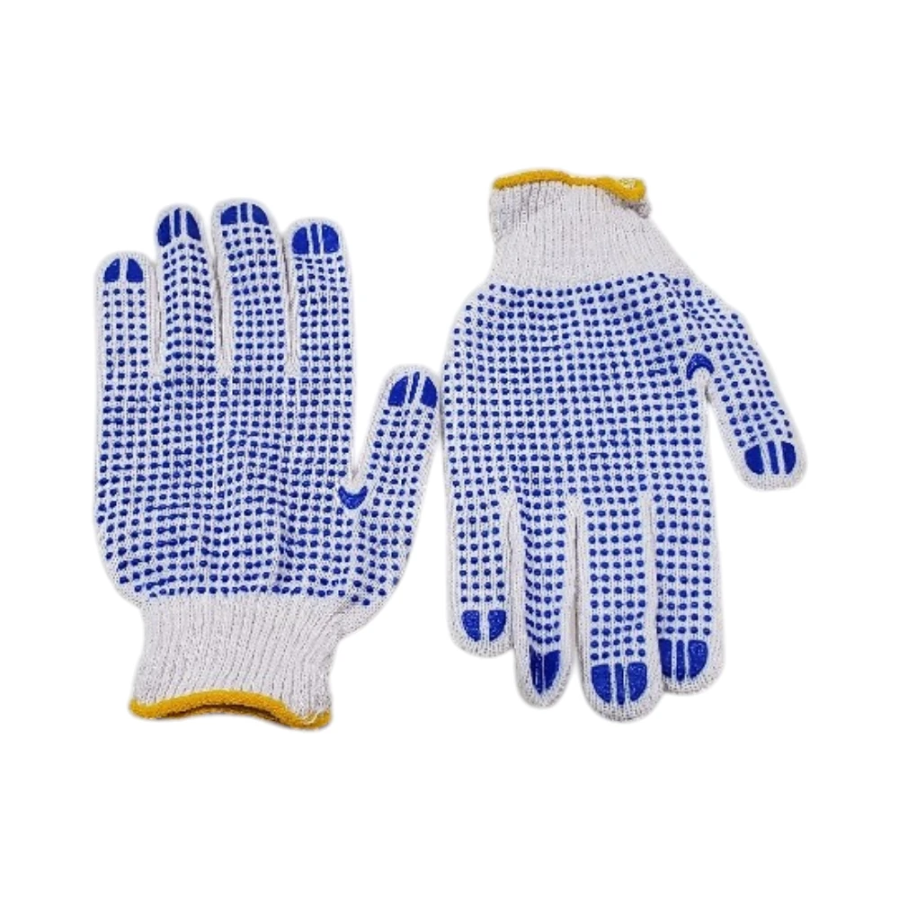 قفازات أمان قطنية بنقاط قبضة مانعة للانزلاق — أزرق | KMR