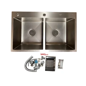 مغسلة مطبخ KRAUSO حوضين من فولاذ مقاوم للصدأ 304 بتقنية النانو مقاومة للخدش 82×50 سم — فضي