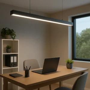 بانل مكتبي معلق/سطحي LED بطول 120 سم، 30 واط، غطاء أسود، لون إضاءة كريمي (شمسي)