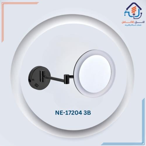 مرآة دائرية مكبرة مزودة بإضاءة LED — باللون الأسود