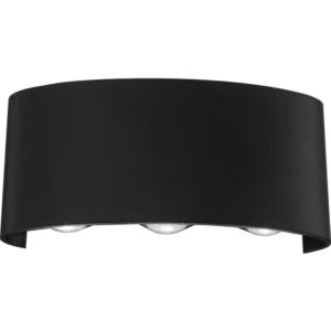 مصباح جداري خارجي للبوابة — أسود، LED ثلاثي (6 عيون)، إضاءة صفراء