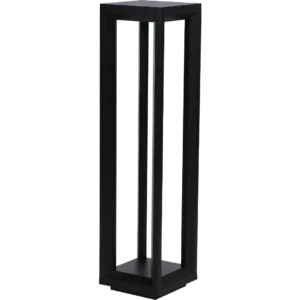 عامود إنارة حديقة مربع مجوف خارجي LED — أسود بإضاءة صفراء، طول 60 سم