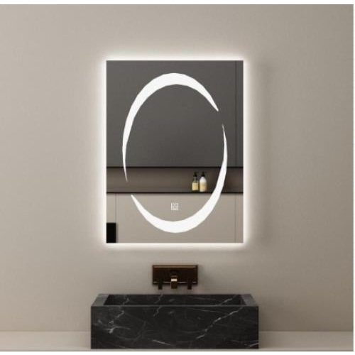 مرآة حمام مودرن بإضاءة LED بثلاثة ألوان — 60×80 سم